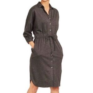 J. McLaughlin Emerson Wool Gray Shirtdress Tie Waist Womens Size Small